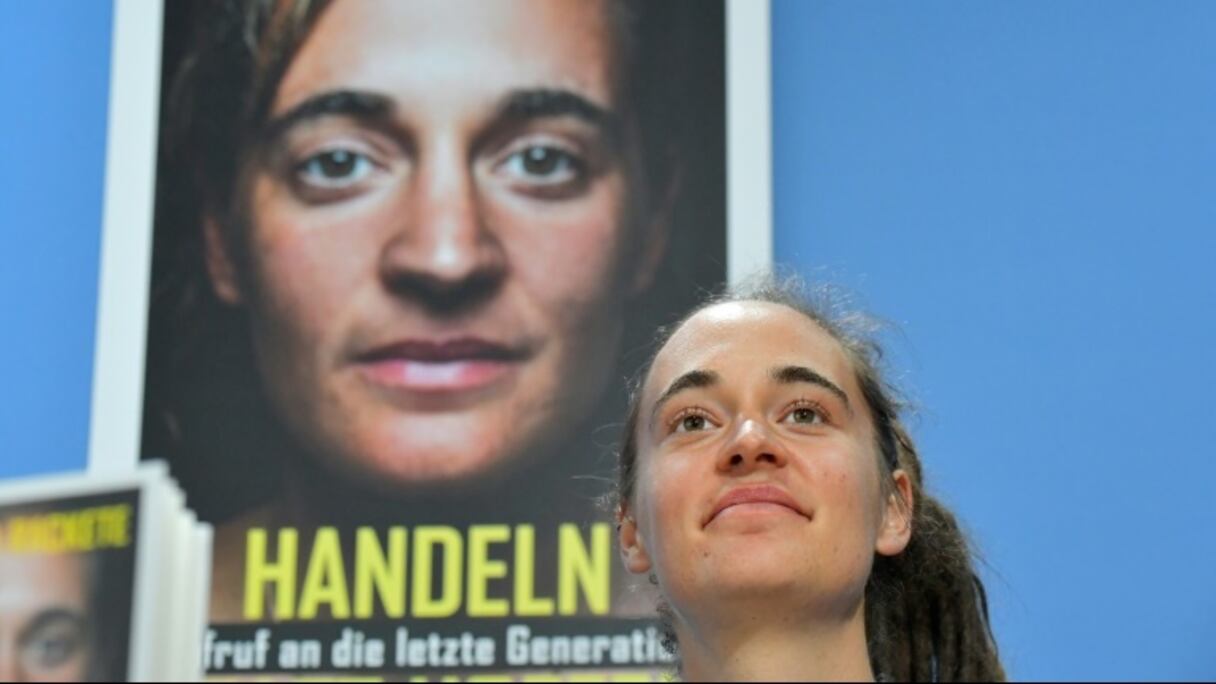 L'ex-capitaine de navire humanitaire Carola Rackete durant la présentation de son livre "Agir au lieu d'espérer - appel à la dernière génération", le 30 octobre 2019 à Berlin.
