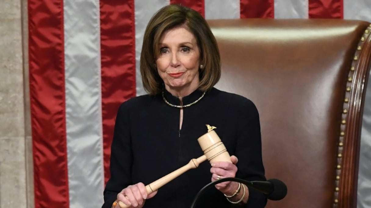 La cheffe des démocrates à la Chambre des représentants Nancy Pelosi lors du vote sur la mise en accusation de Donald Trump le 18 décembre 2019 à Washington.
