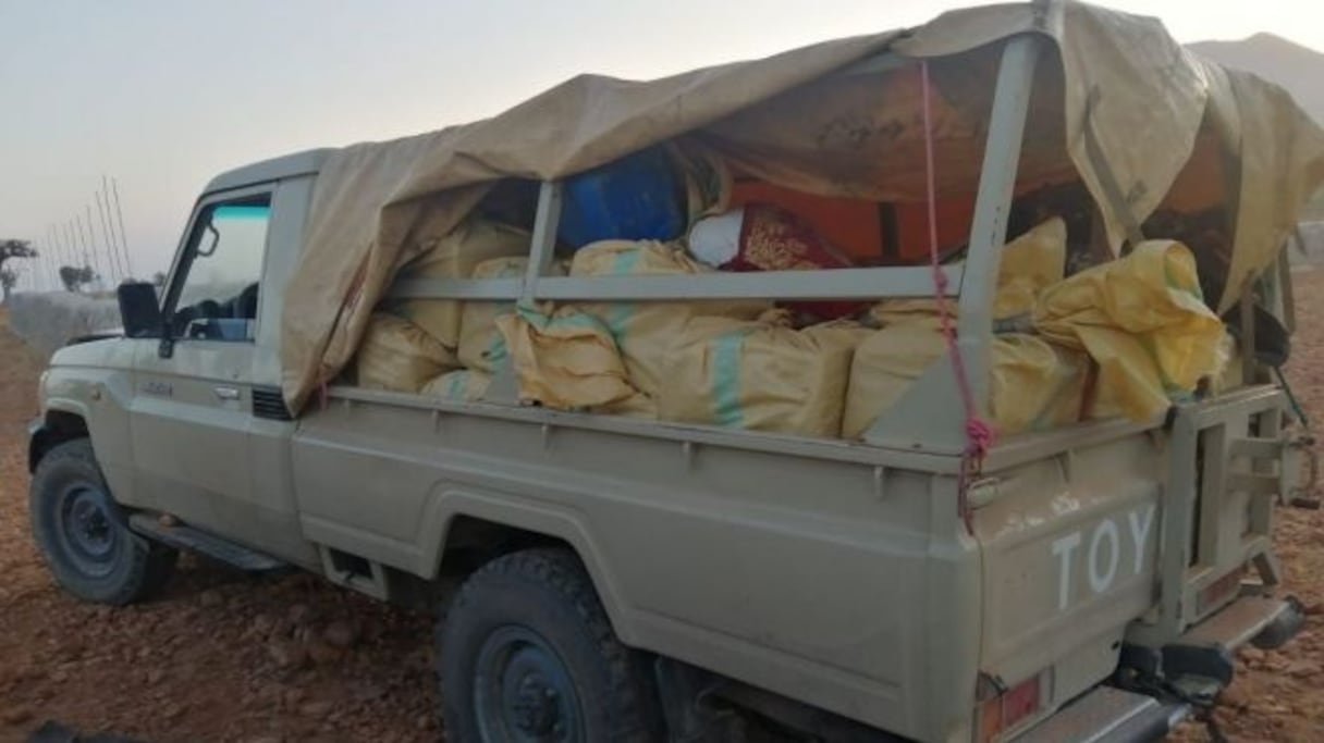 Pick-up aménagé pour le transport de drogue dans les environs de Tiznit.
