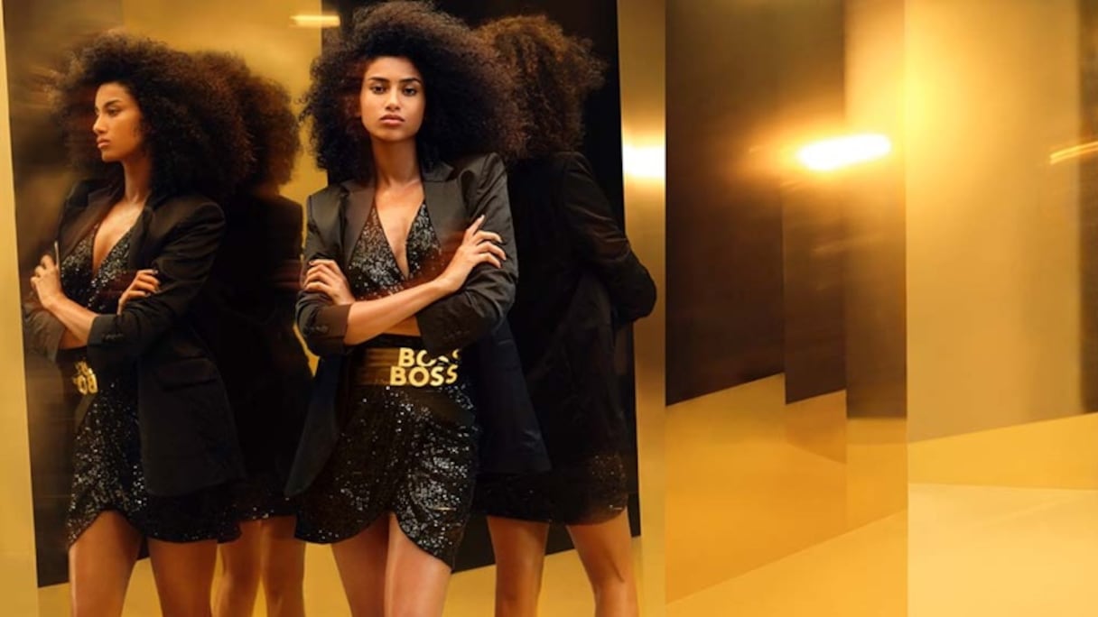 La top marocaine Imaan Hammam, égérie de la campagne "Be Your Own Boss", de la marque de luxe Boss.
