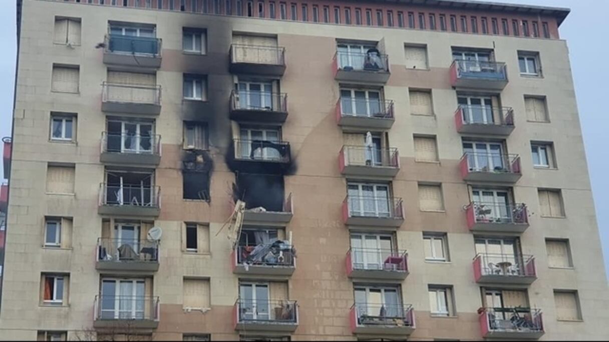 Un immeuble à Strasbourg endommagé par une explosion, samedi 7 mars 2020.
