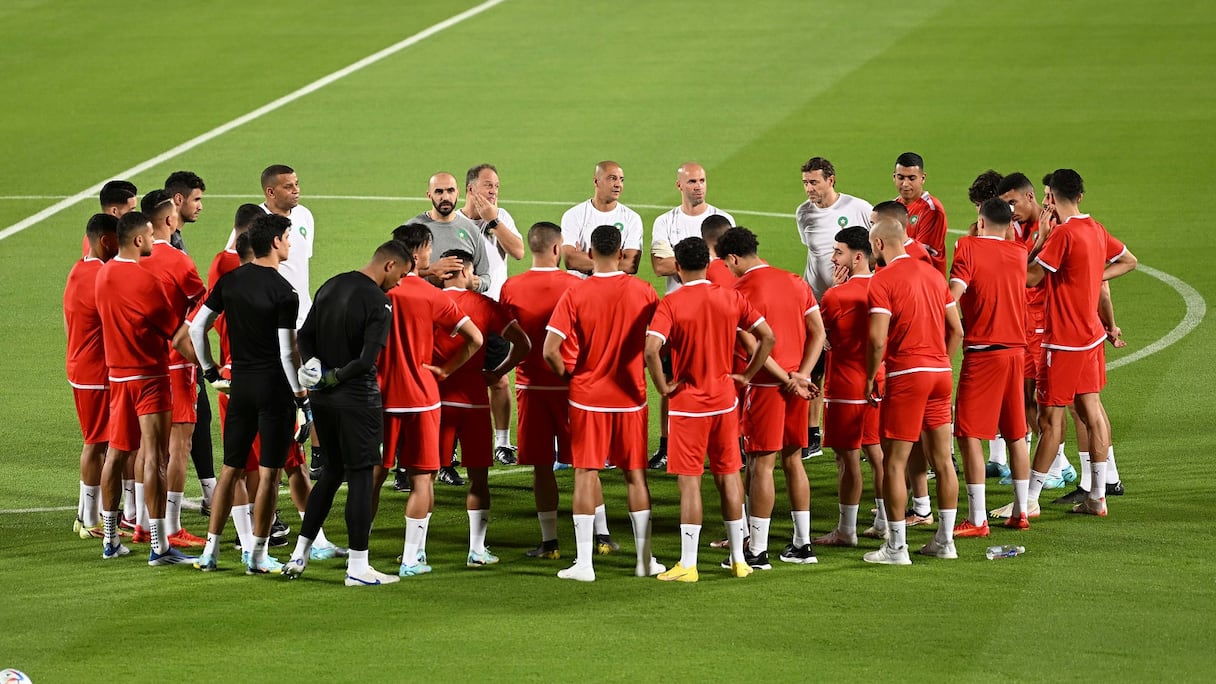 Les Lions de l'Atlas à l'entraînement.
