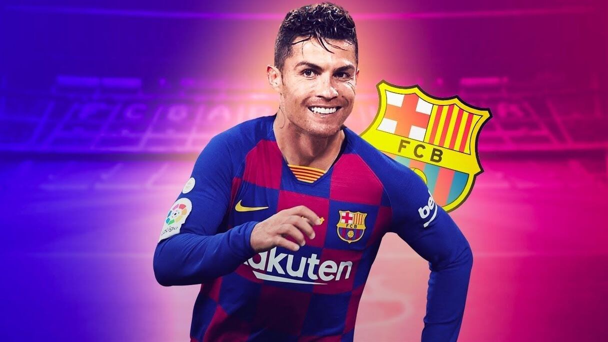 Cristiano Ronaldo portant les couleurs du Barça.
