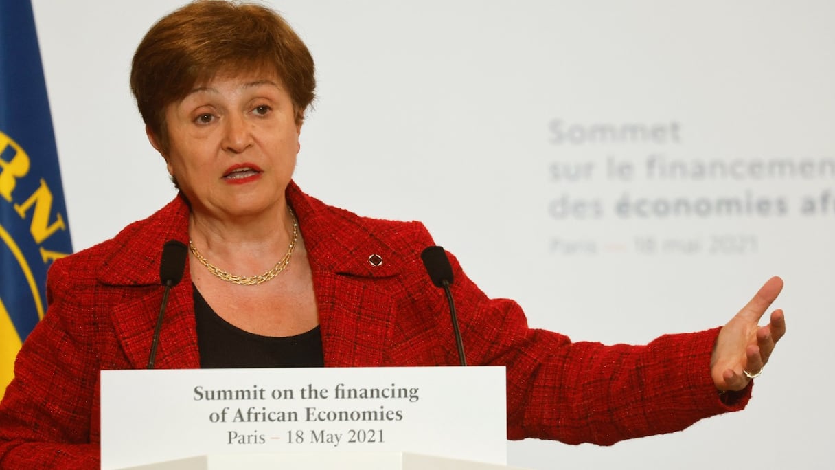 La directrice générale du FMI au Sommet sur le financement des économies africaines à Paris, le 18 mai 2021. Kristalina Georgieva a espéré le 7 octobre la "résolution rapide" d'une enquête révélant sa manipulation de données en faveur de la Chine.
