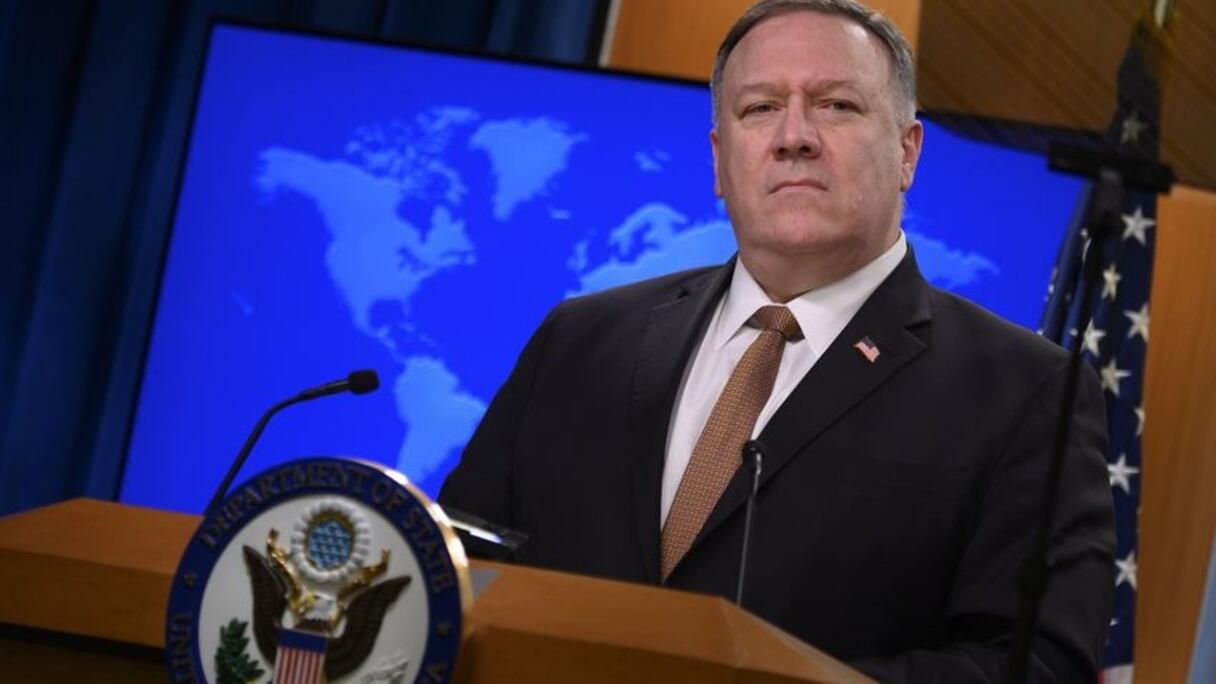 Le chef de la diplomatie américaine Mike Pompeo donne une conférence de presse au département d'Etat à Washington, le 1er juillet 2020. 
