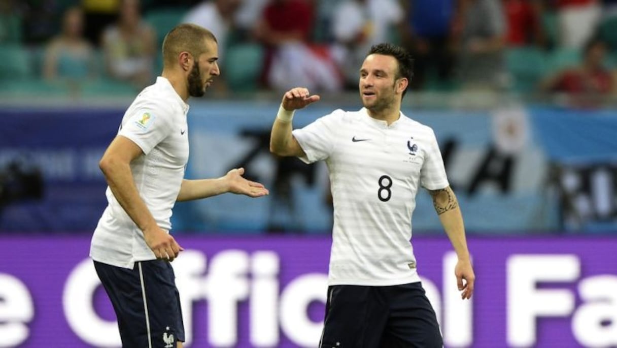 Karim Benzema et Mathieu Valbuena lors de la Coupe du monde au Brésil.
