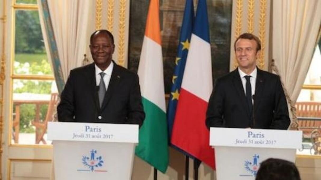 Emmanuel Macron et Alassane Dramane Ouattara
