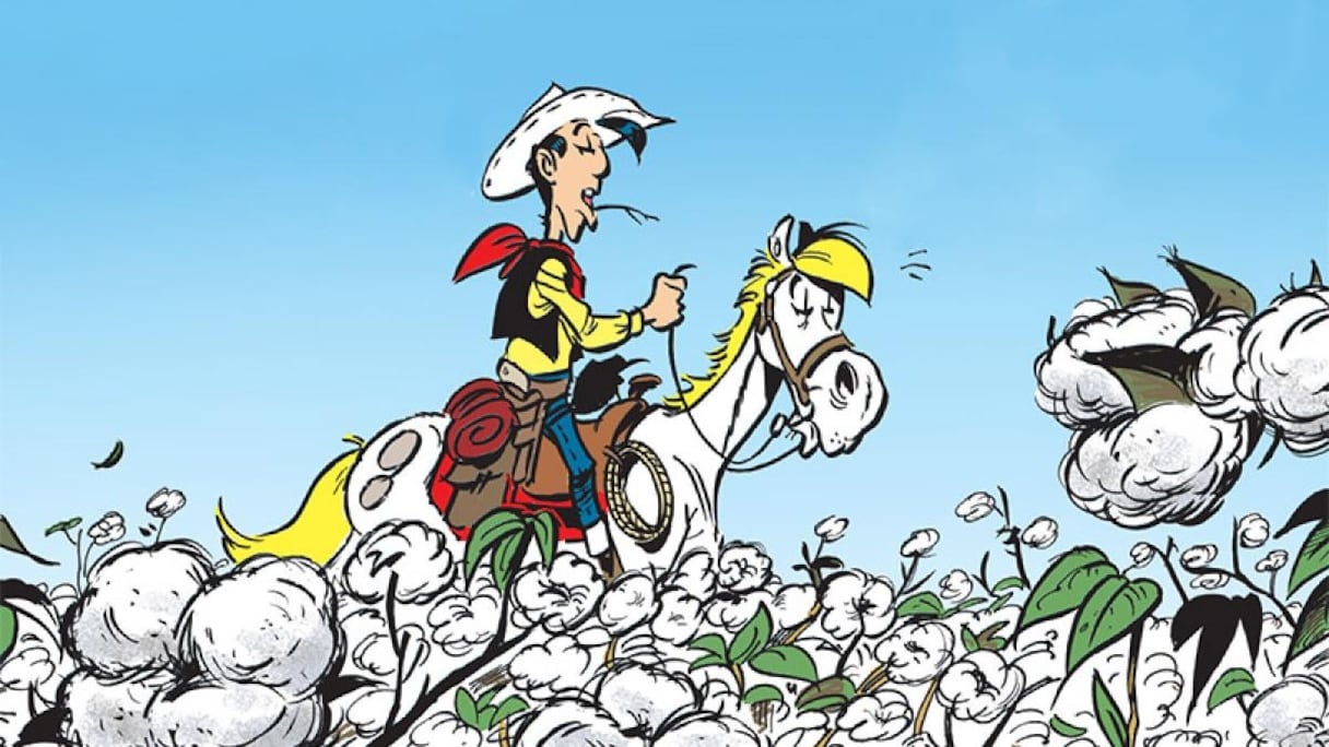 Dessin extrait du dernier opus de Lucky Luke, "Un cow-boy dans le coton".
