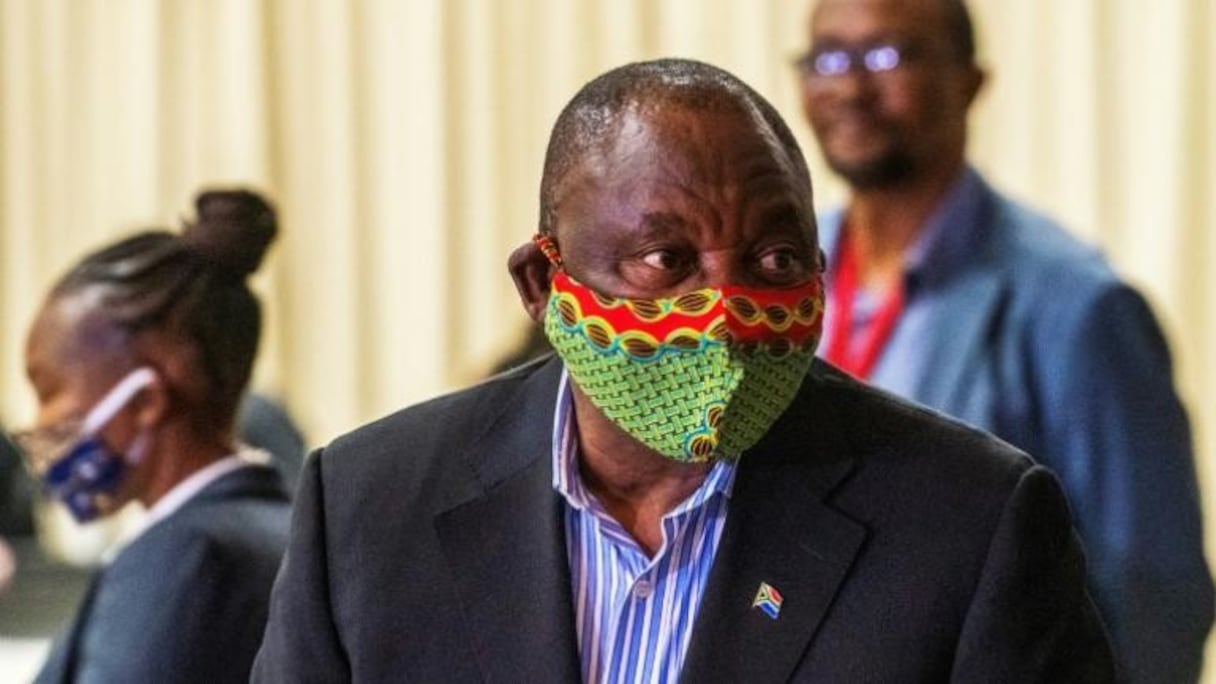 Le président sud-africain Cyril Ramaphosa, à Johannesburg le 24 juin 2020. 
