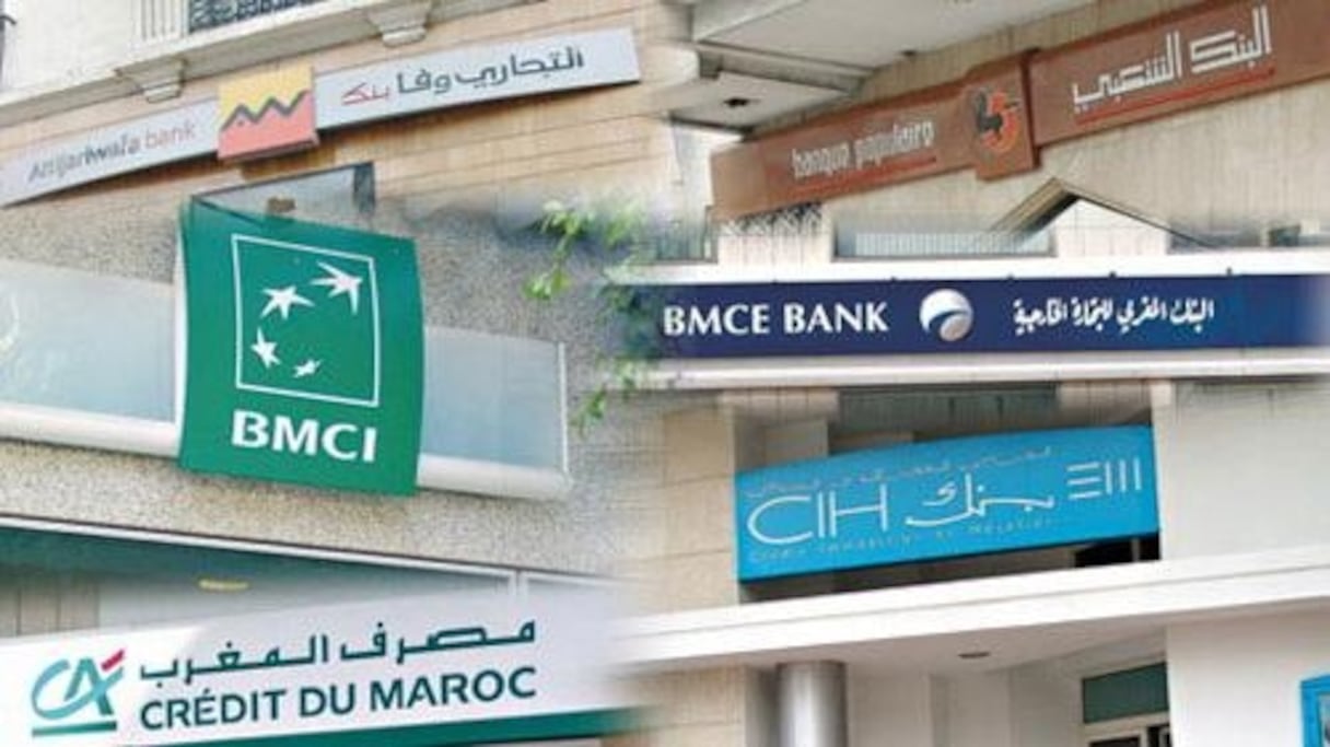 Enseignes bancaires au Maroc. 
