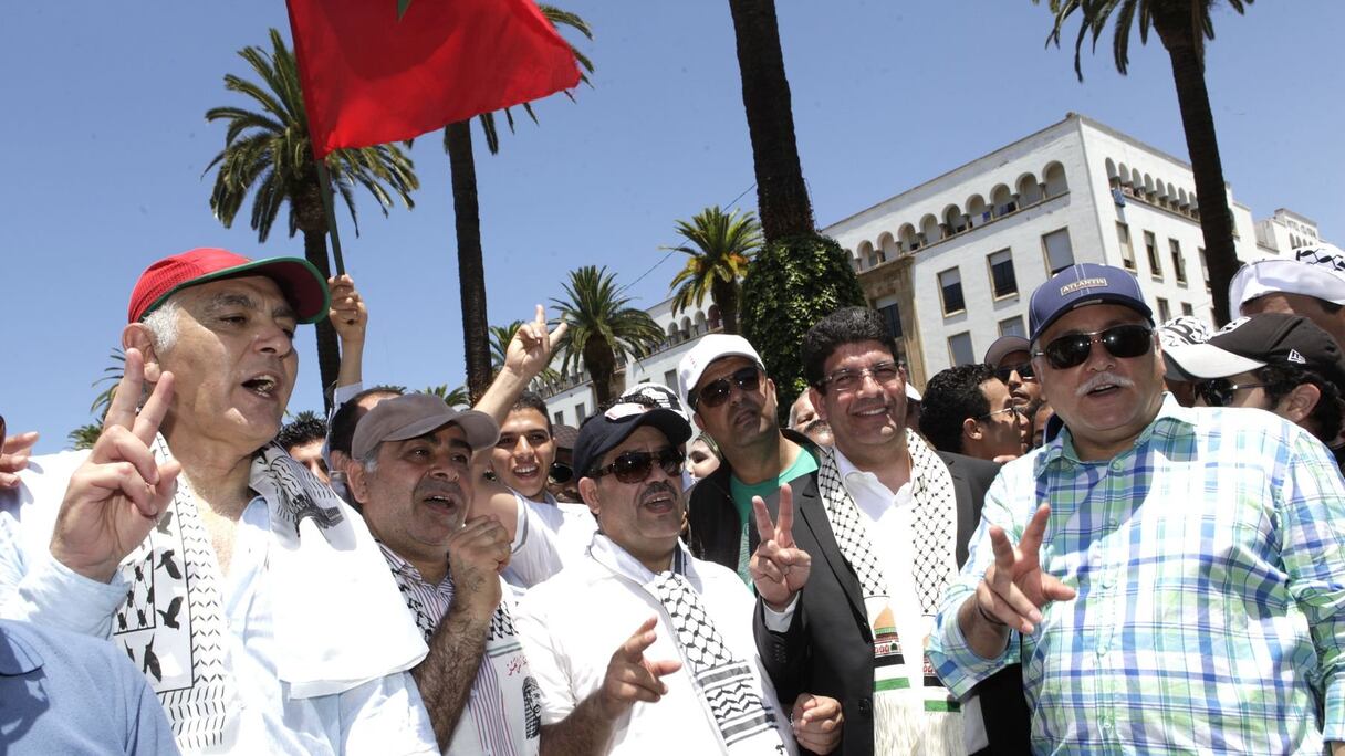 Mezouar, Chabat, Bakkoury, Benabdellah...  la majorité et l'oppostion font la paix le temps d'une marche de soutien à Gaza.
