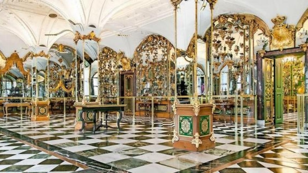 Une salle du musée Grünes Gewölbe ("La Voûte verte"): il s'agit un château à Dresde, où ont été volés le 25 novembre 2019 des bijoux d'une grande valeur.
