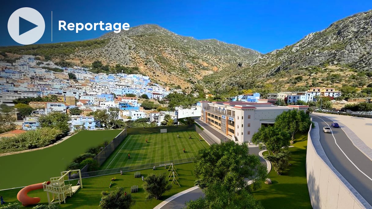 Le projet de parking à trois étages à Ras El Maa, l'un des principaux accès à la médina de Chefchaouen.
