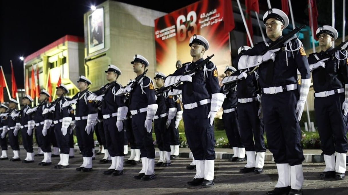 Lors des célébrations du 63ème anniversaire de la DGSN à l'Institut Royal de police de Kénitra.
