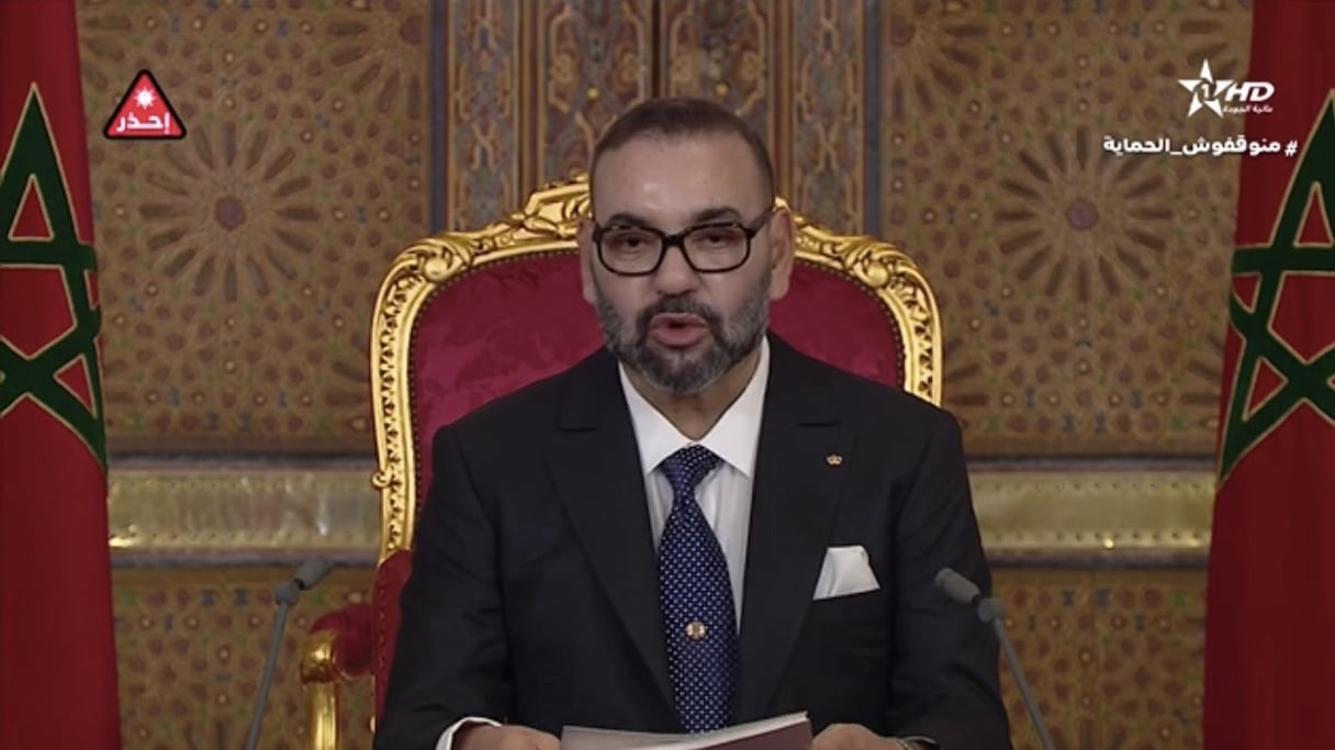 Discours à la Nation du Roi Mohammed VI au palais royal de Fès, à l'occasion du 22e anniversaire de son accession au Trône, le 31 juillet 2021. 
