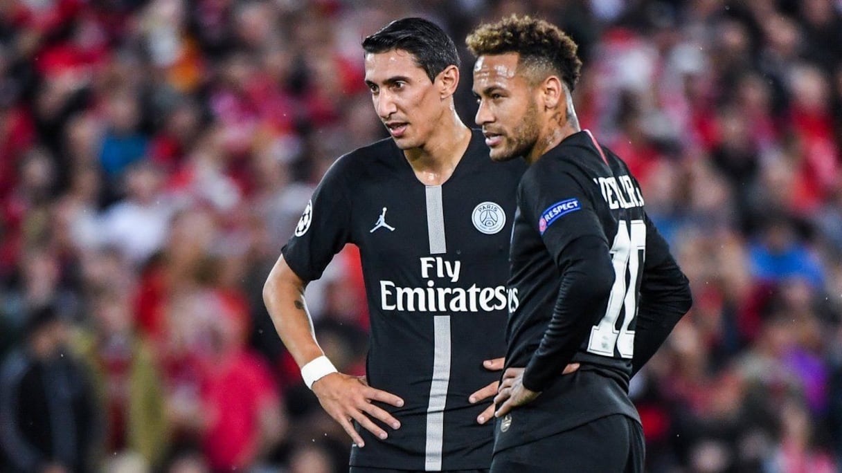 Les joueurs du PSG Neymar et Angel Di Maria.
