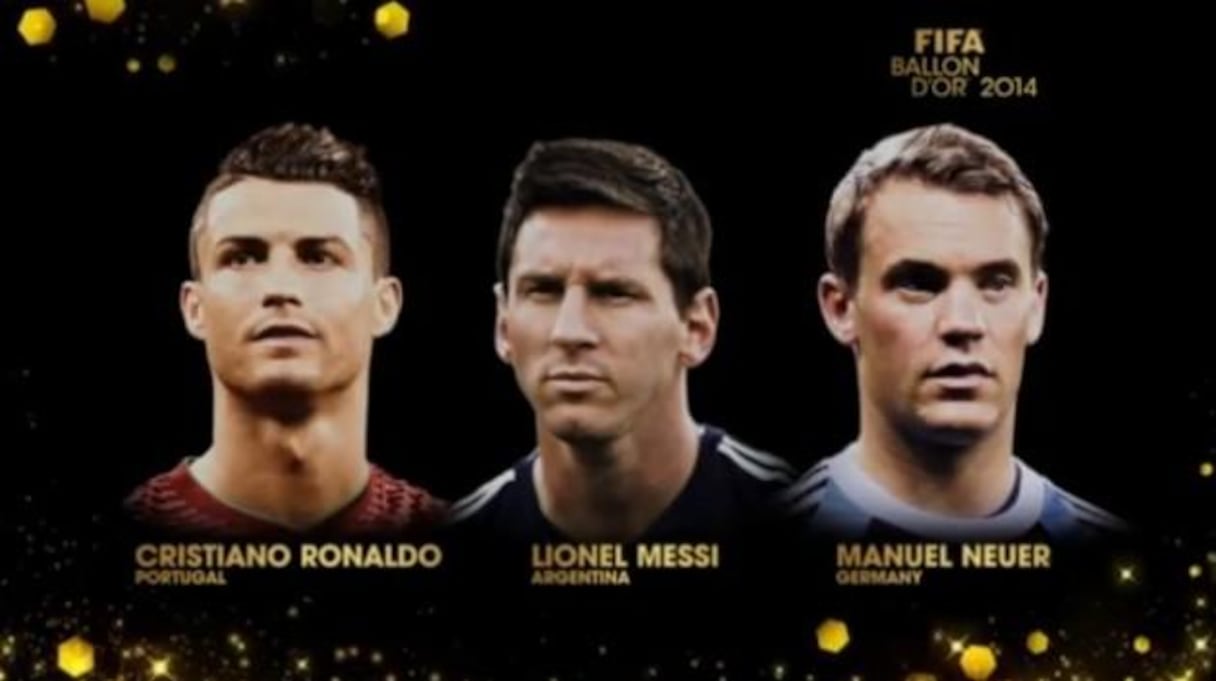 Cristiano Ronaldo, Lionel Messi et Manuel Neuer se disputeront le Ballon d'or 2014. 
