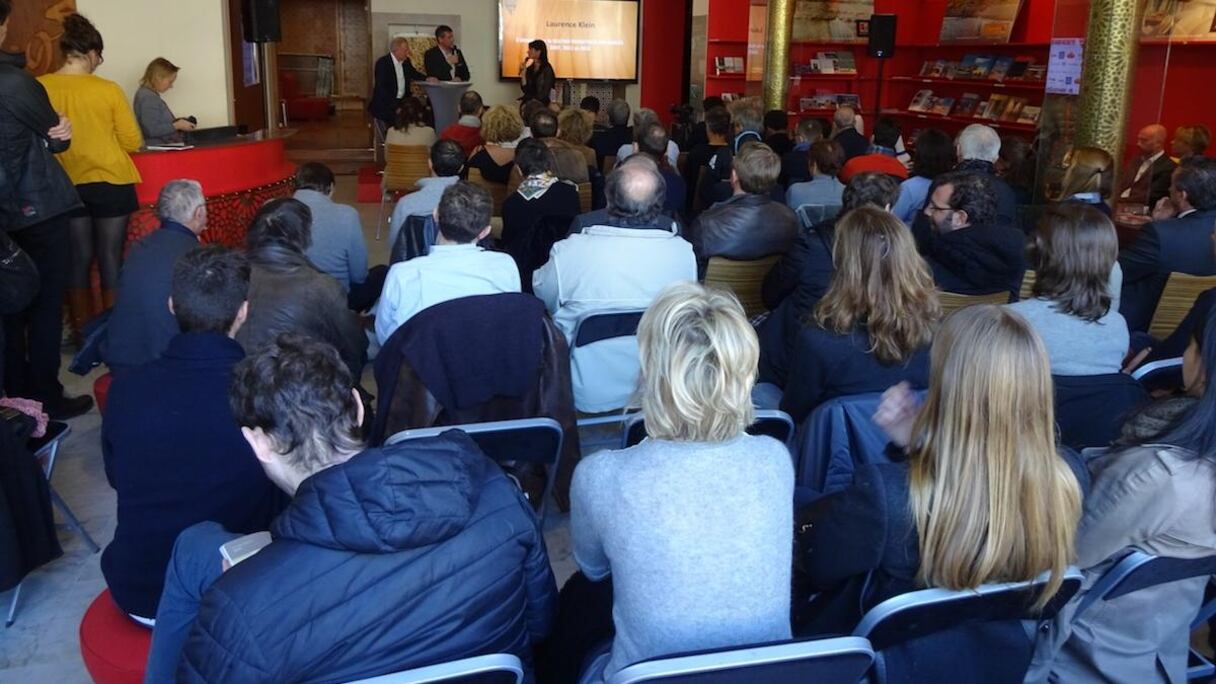 Une vue de la conférence de presse, vendredi 7 mars, à Paris.
