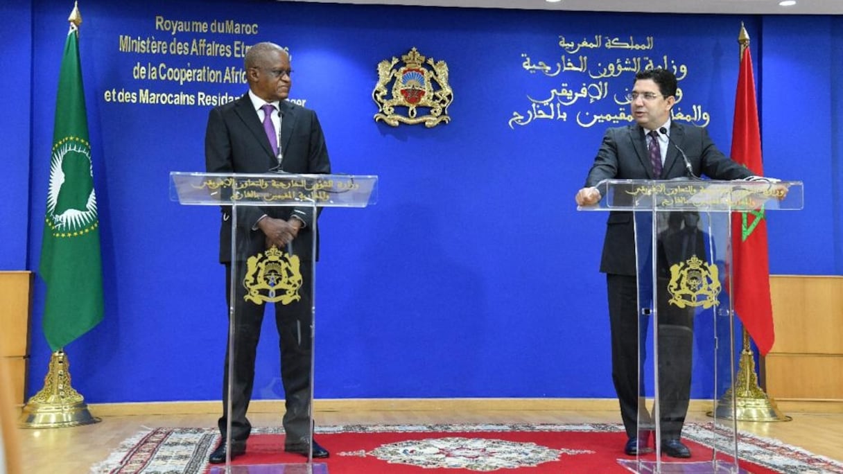 Maman Sambo Sidikou, haut représentant de l'Union africaine (UA) au Mali et au Sahel, et Nasser Bourita.
