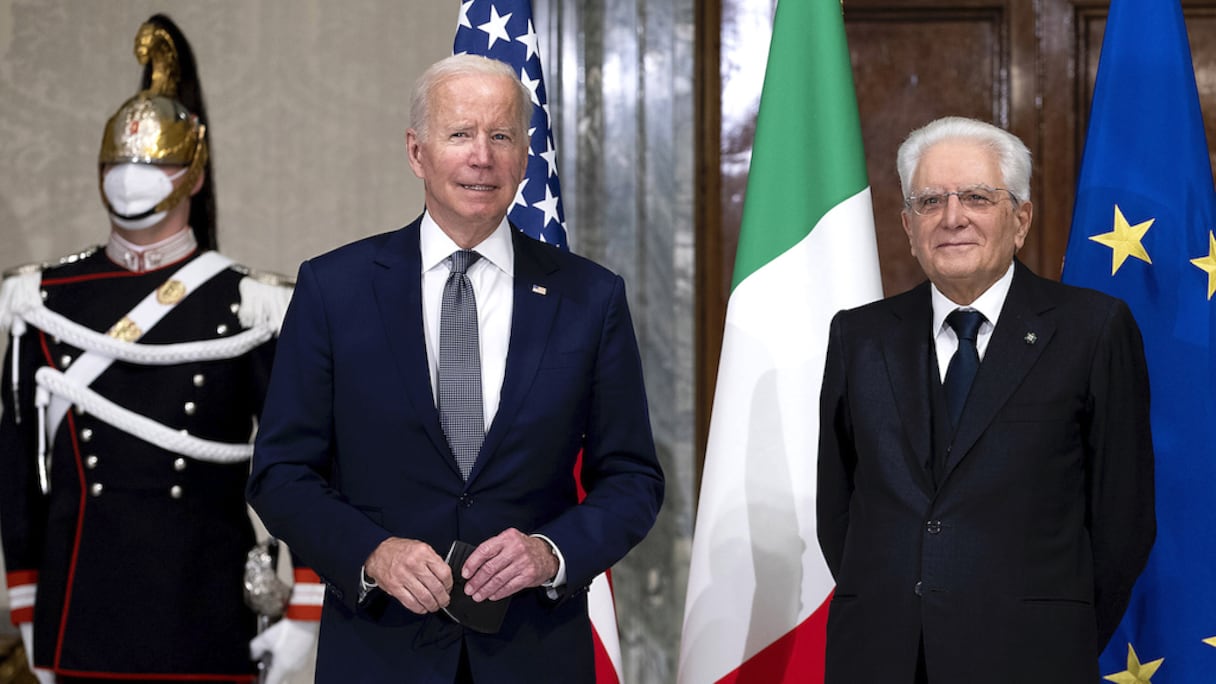 Le président américain Joe Biden a rencontré le président italien Sergio Mattarella au palais présidentiel du Quirinal à Rome, vendredi 29 octobre 2021, à la veille du Sommet du G20.  
