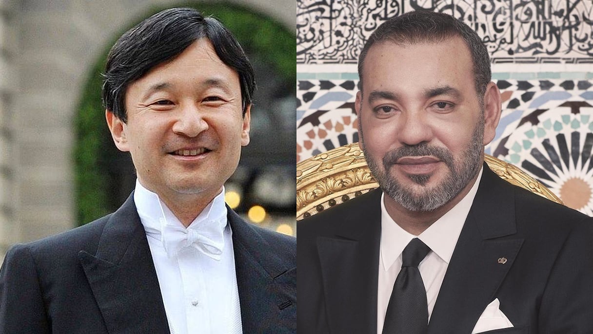 Le roi Mohammed VI et l'empereur du Japon, Naruhito (photomontage).