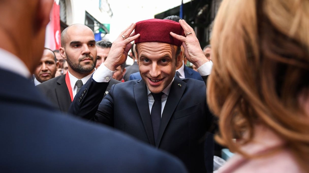 Emmanuel Macron à la Medina de Tunis le 1er février 2018.
