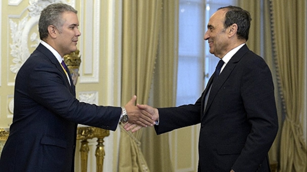 Le président de la Chambre des représentants, Habib El Malki et le nouveau président colombien, Ivan Duque Marquez.
