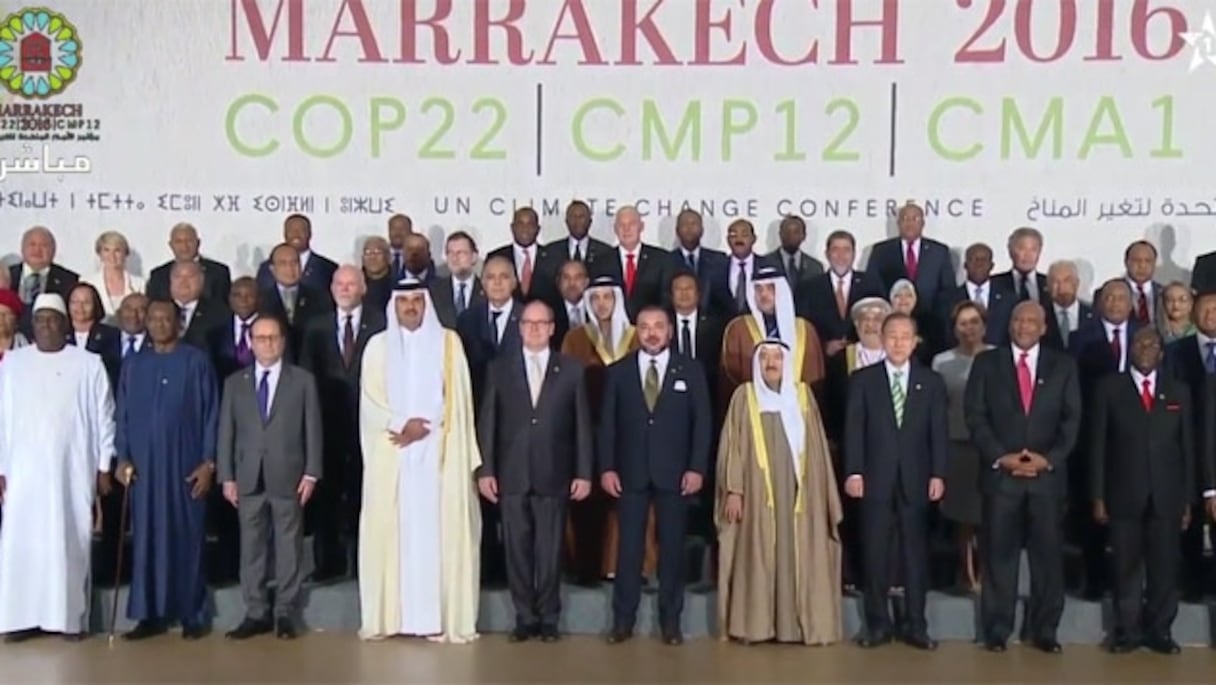 La photo de famille des chefs d’État présents à la COP22.
