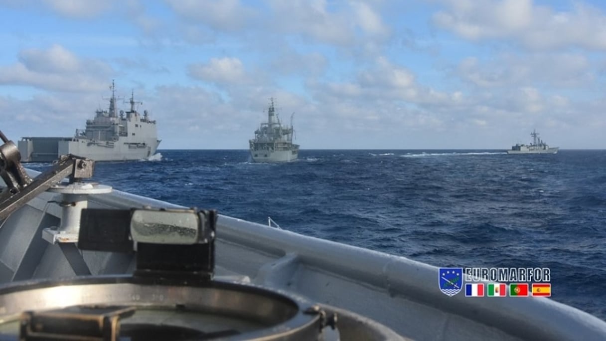 La flotte européenne aperçue au large de Casablanca. 
