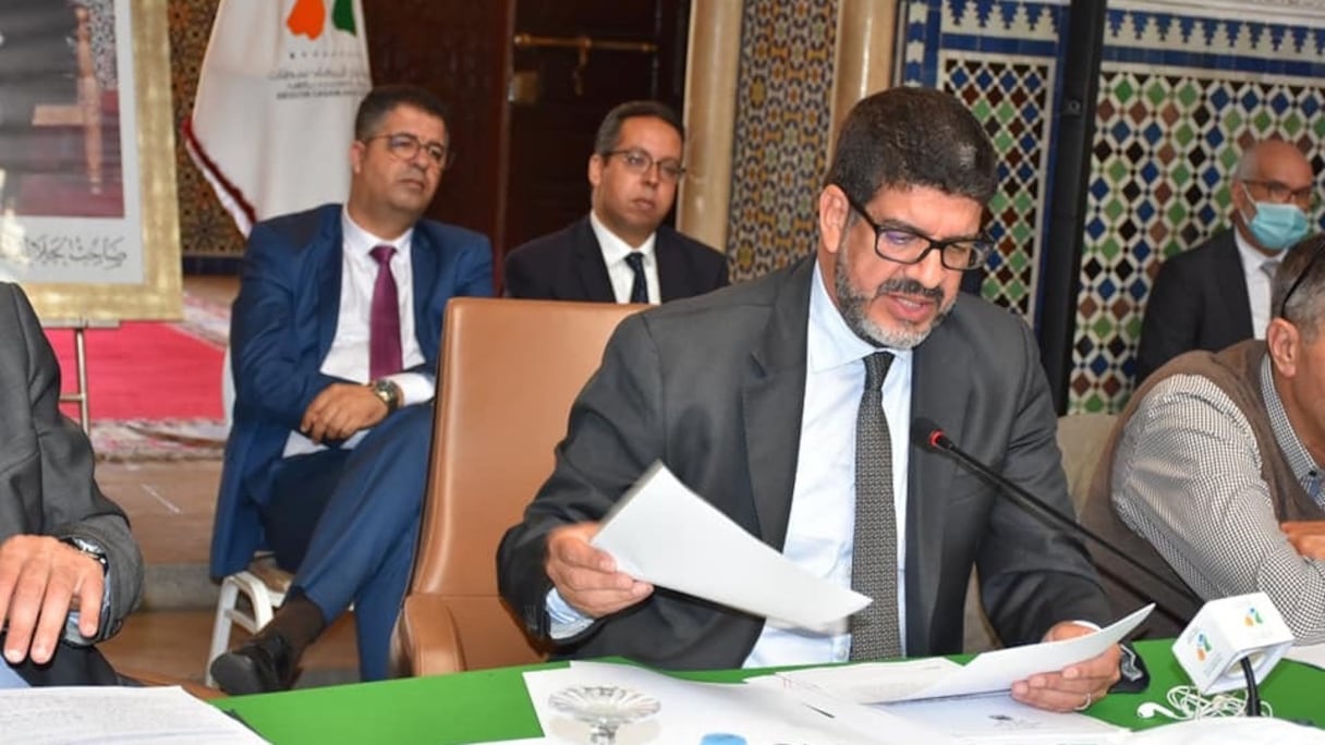 Mustapha Bakkoury, Président de la région Casablanca-Settat lors d'une session ordinaire au siège du Conseil Régional, le 5 juillet 2021.
