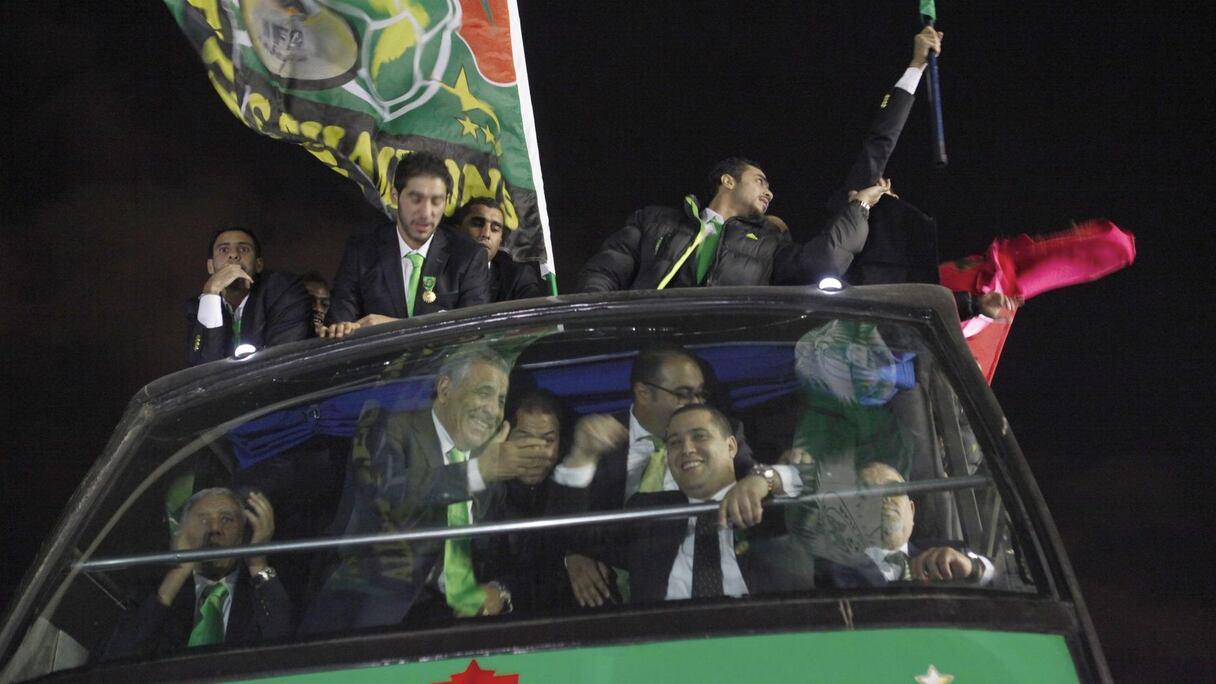La joie du président Boudrika et de l'entraîneur du Raja, en ce jour à marquer d'une pierre blanche ou... d'un sublime feu d'artifice!
