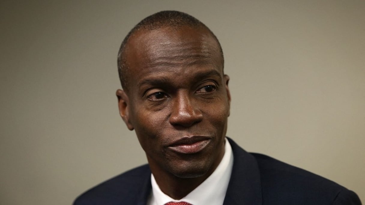 Feu Jovenel Moise, photographié ici au National Press Club à Washington, le 20 avril 2016. Le défunt président haïtien a été assassiné le 7 juillet 2021, à son domicile, par un commando, a annoncé le Premier ministre par intérim Claude Joseph. 
