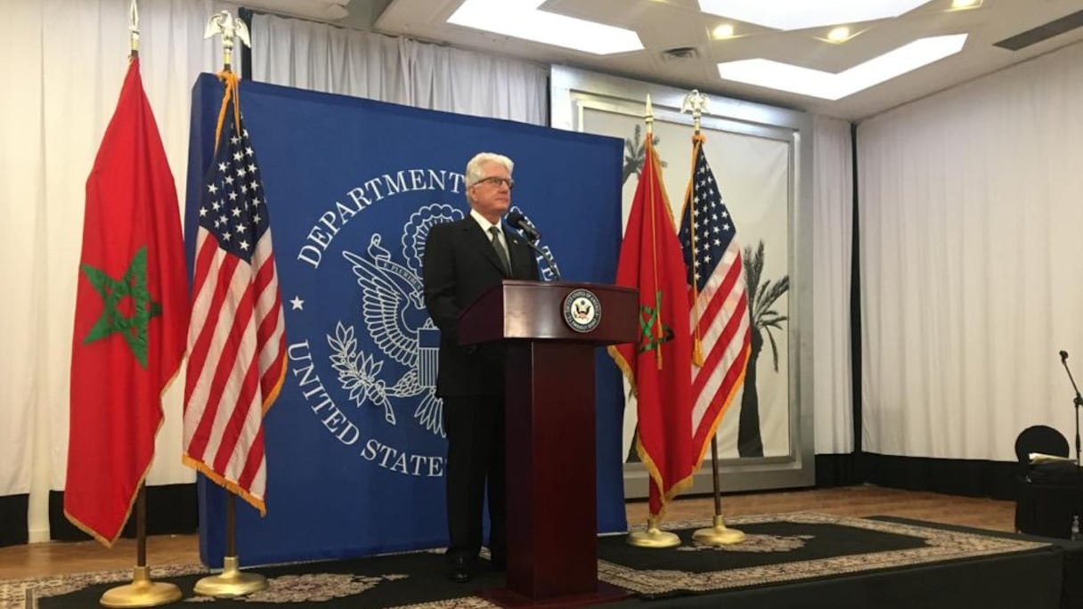 David Fischer, ex-ambassadeur des Etats-Unis au Maroc, en conférence de presse à Rabat, le 18 janvier 2021. 
