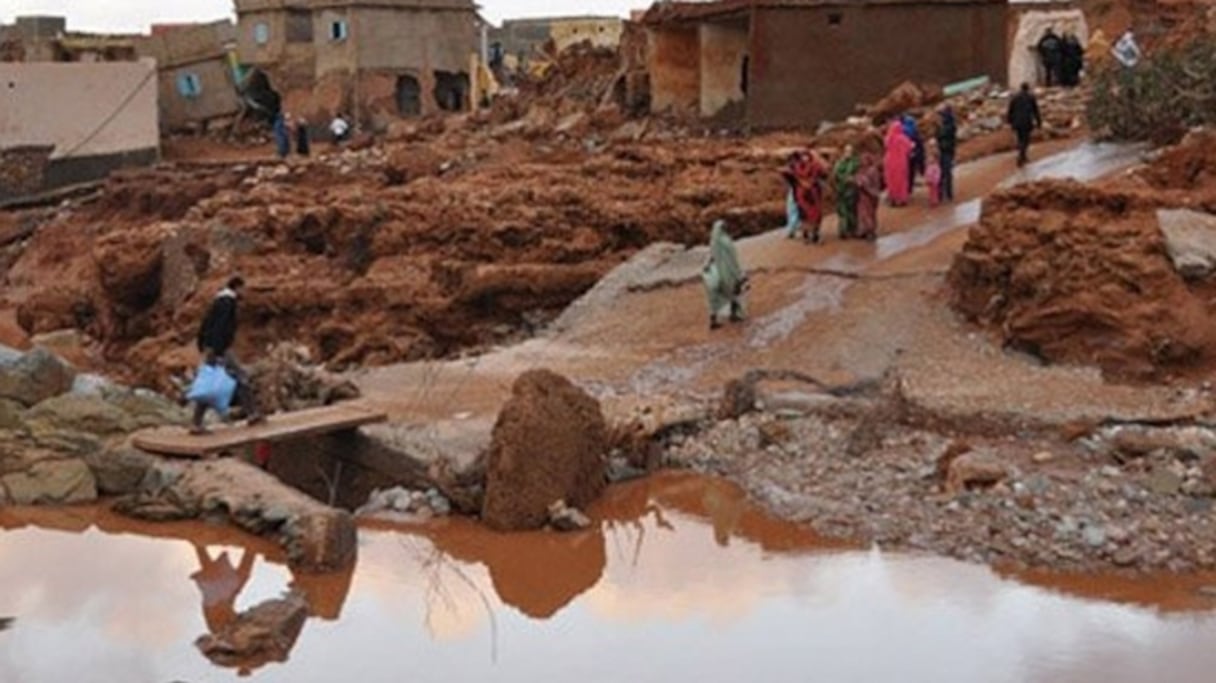 Un village affecté par les inondations dans le sud du royaume.
