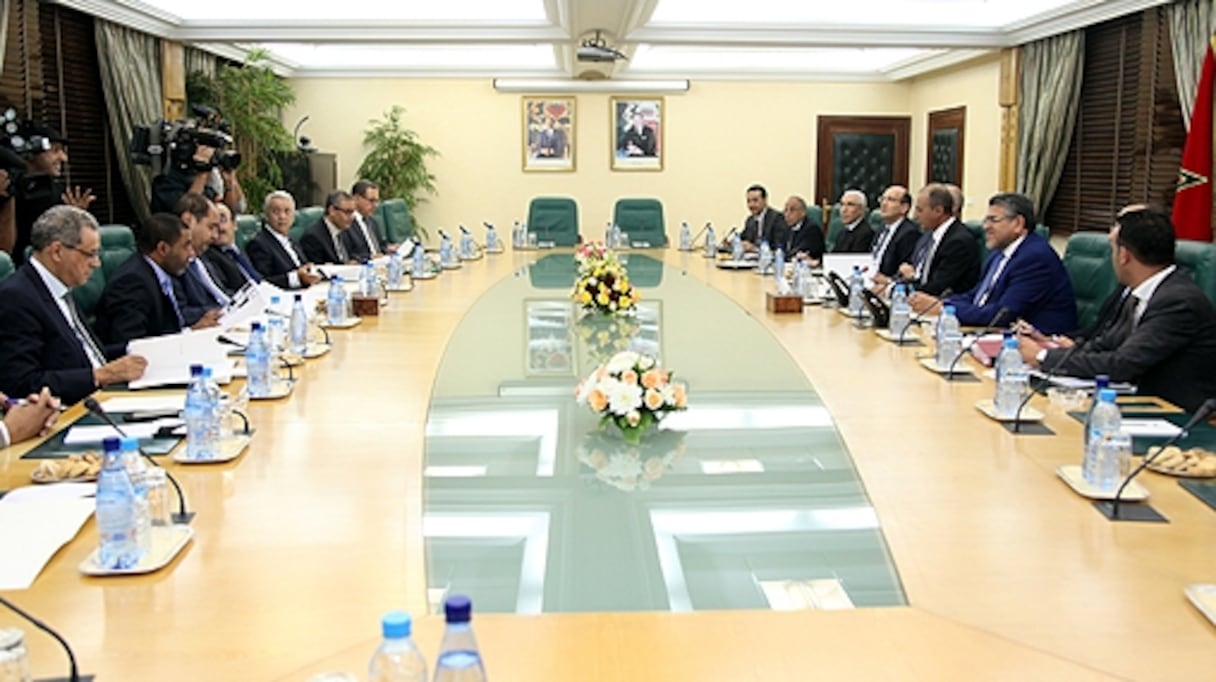 Mohamed Hassad rencontre les secrétaires généraux des partis politiques. Rabat, le 4 septembre.
