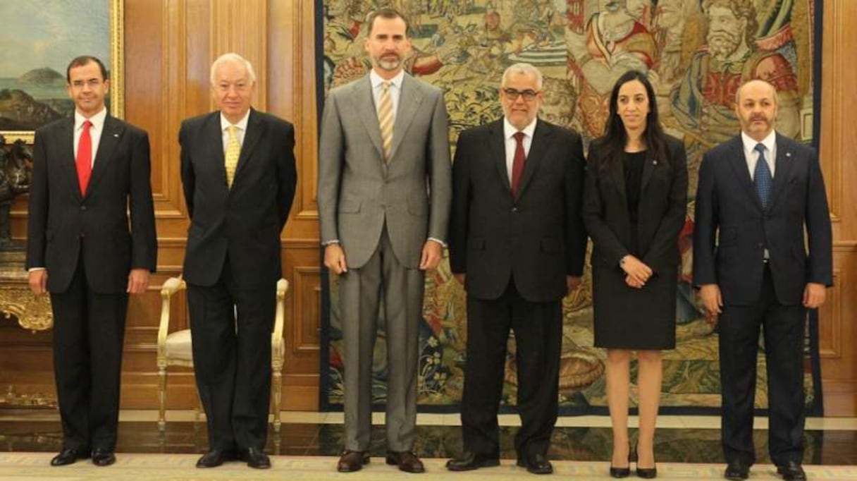 Lors de l'audience accordée par le roi d'Espagne Felipe VI, vendredi 5 juin à Madrid.
