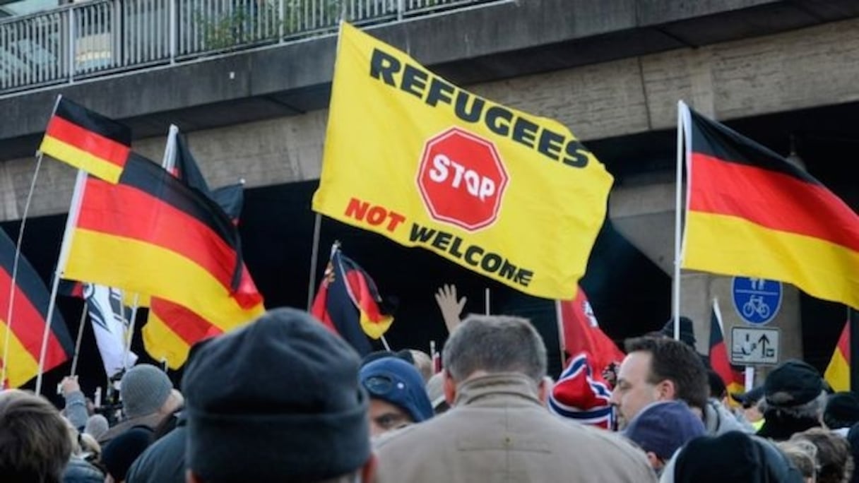 Des manifestants du mouvement islamophobe allemand PEGIDA, le 9 janvier 2016 à Cologne.
