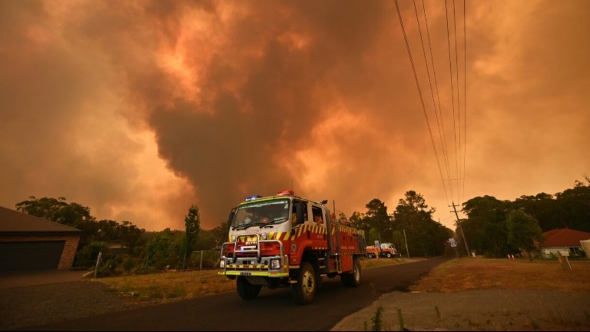 Des pompiers luttent contre les feux de forêts à Bargo, au sud-ouest de Sydney, le 21 décembre 2019 en Australie.
