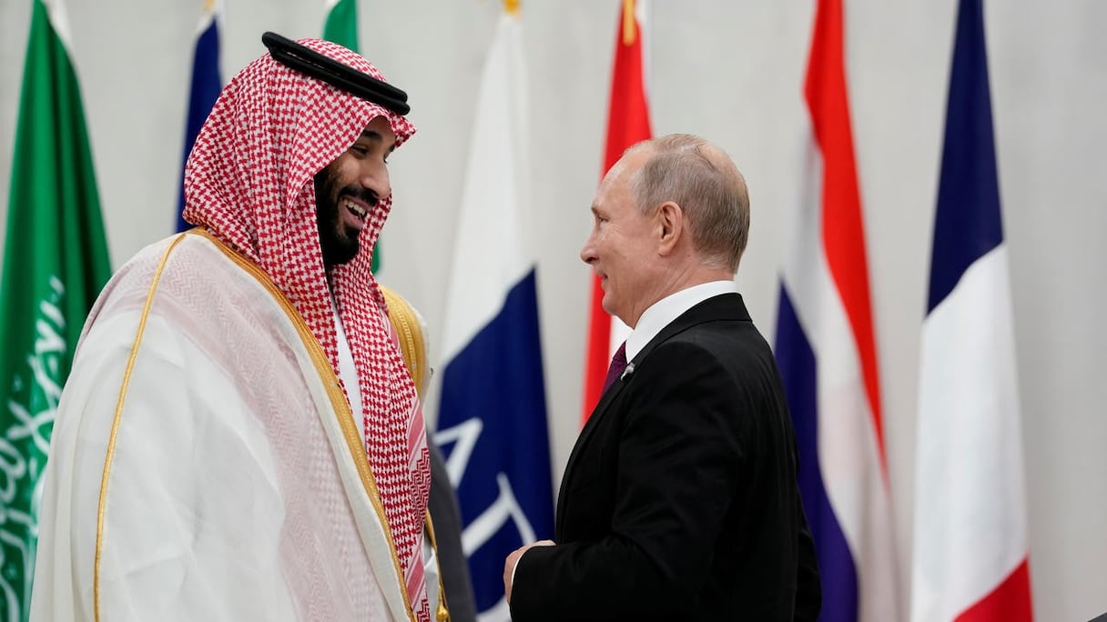 Le prince héritier saoudien Mohamed Ben Salmane et le président russe Vladimir Poutine. 
