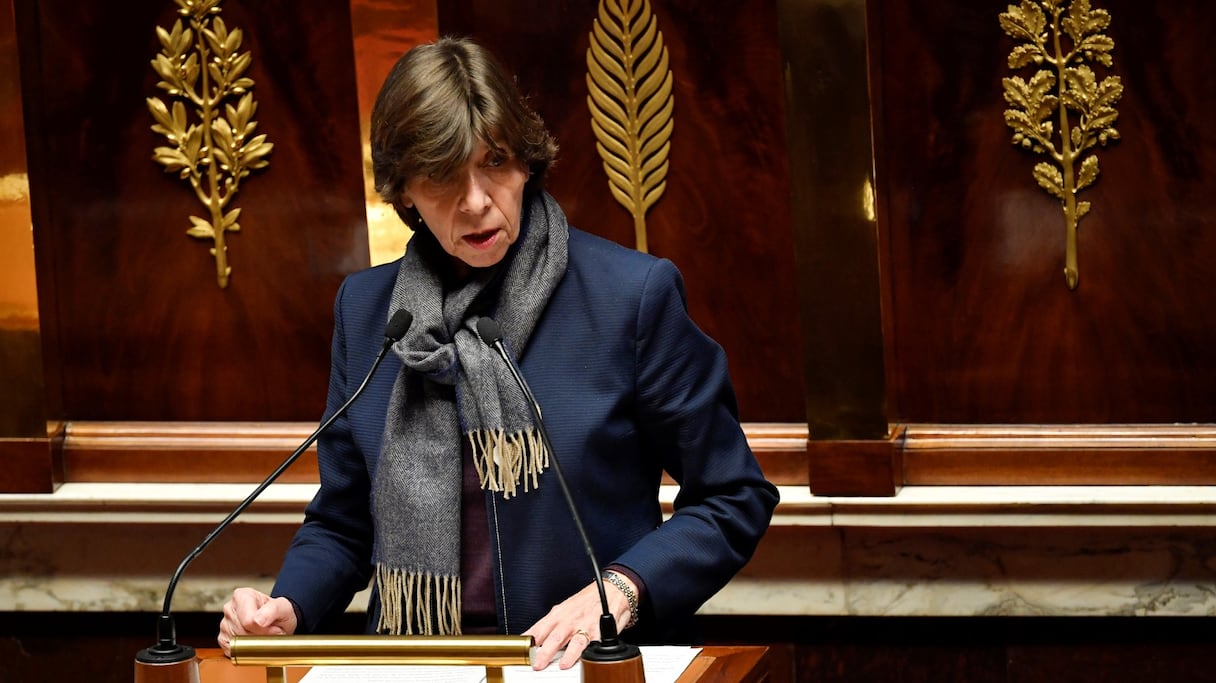 La ministre française des Affaires étrangères et européennes, Catherine Colonna, fait une déclaration sur la politique d'immigration à l'Assemblée nationale à Paris le 6 décembre 2022.
