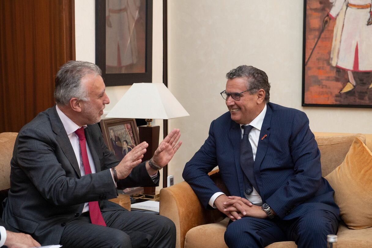 Le Chef du gouvernement, Aziz Akhannouch, en compagnie de Angel Victor Torres, président du gouvernement des Iles Canaries.