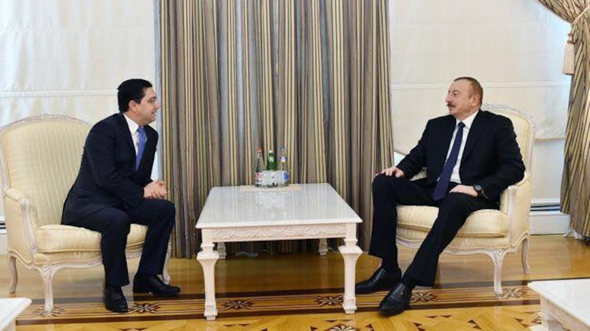 Le MAECI Nasser Bourita reçu par le président d'Azerbaïdjan Alham Aliyev.
