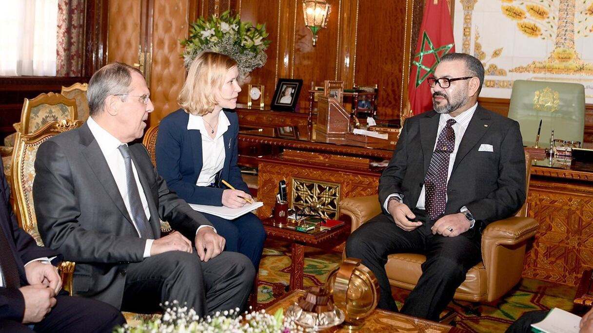 Mohammed VI et Serguei Lavrov, ministre des Affaires étrangères russe, lors de sa visite au Maroc en janvier 2019.
