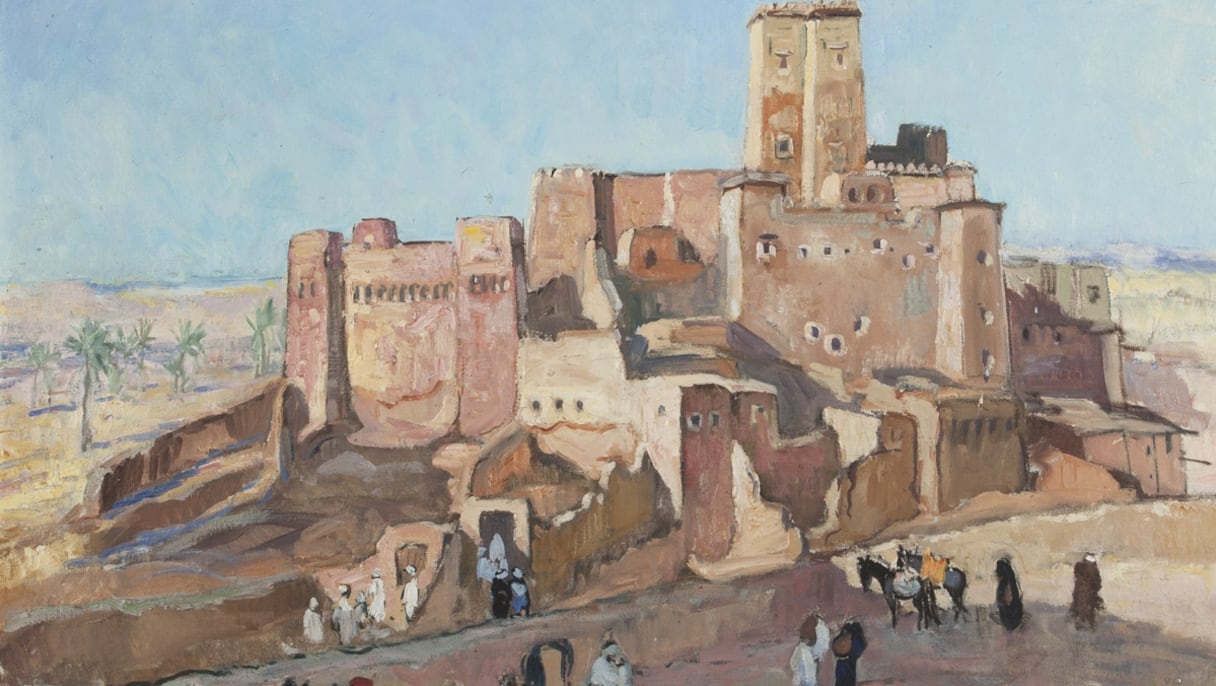 HENRI JEAN PONTOY (1888-1968) KASBAH DU SUD MAROCAIN, Huile sur toile, 62 x 76 cm
