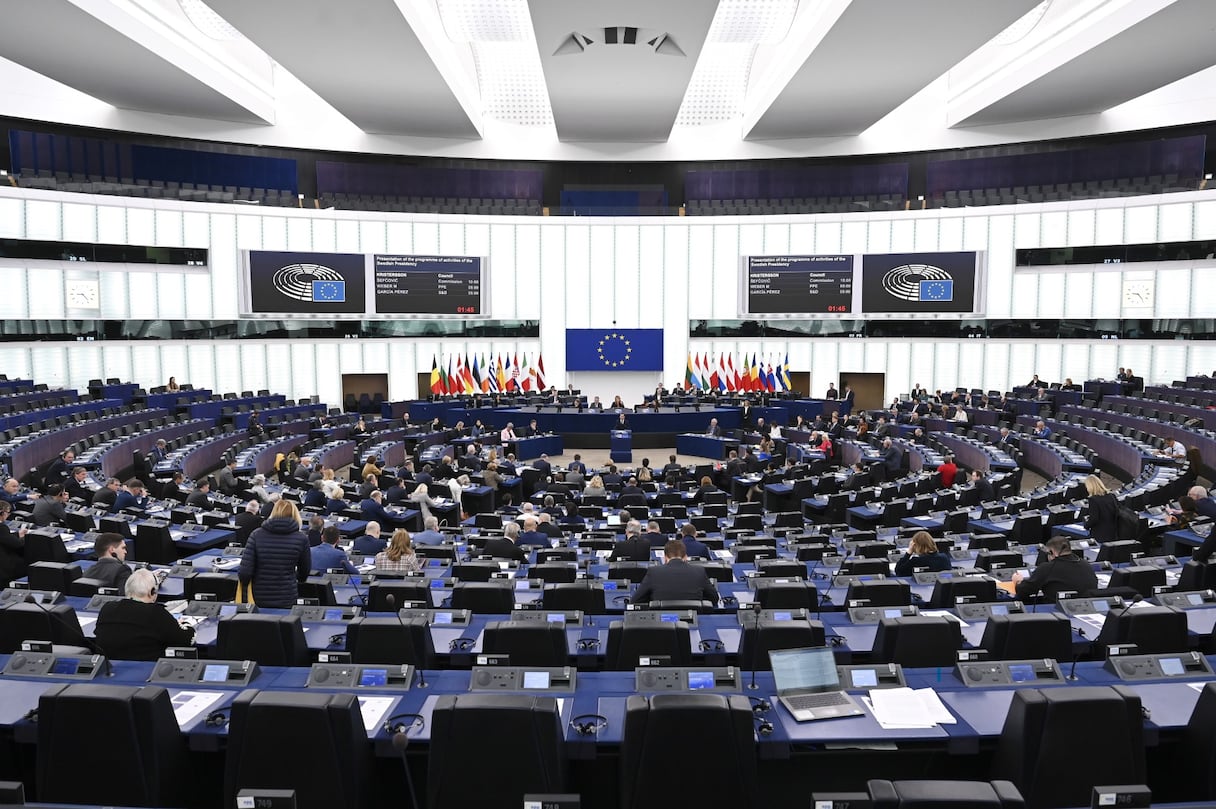 Lors d'une session de travail au Parlement européen, le 17 janvier 2023 à Strasbourg.