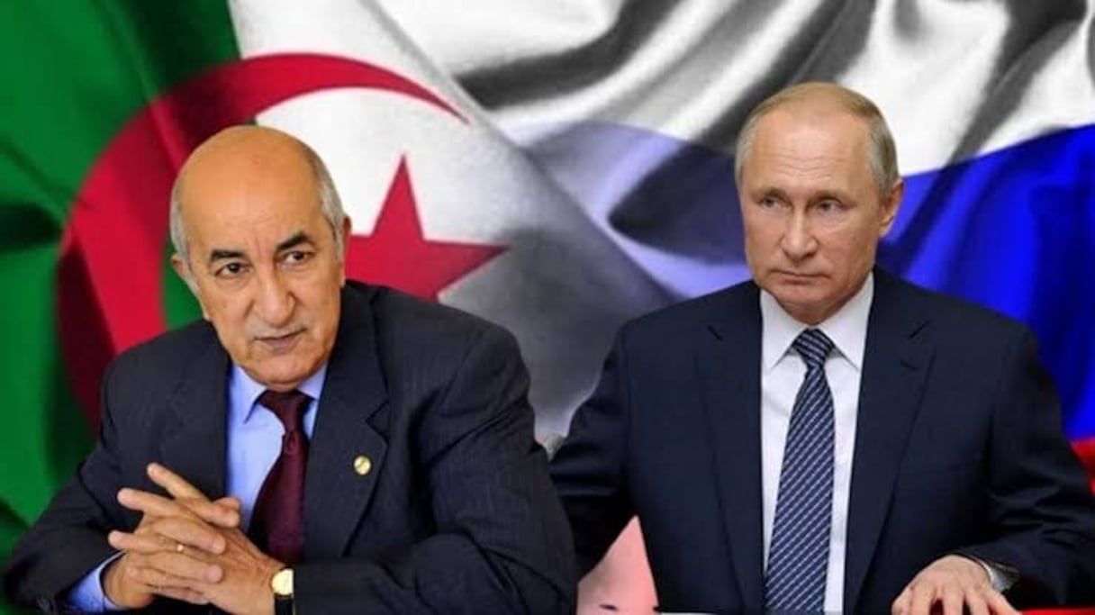 Les présidents Abdelmadjid Tebboune (Algérie) et Vladimir Poutine (Russie). 
