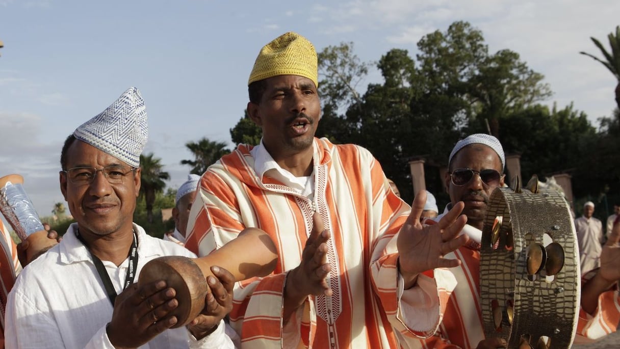 Que serait Marrakech sans ses musiciens? Les rythmes du sud montent dans les airs, comme pour fêter le passage de ces êtres de noblesse que sont les chevaux, tant aimés au Maroc.  
