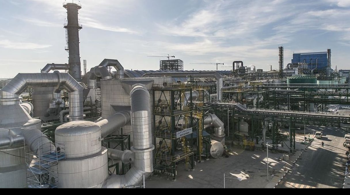 Une unité de production d’engrais au complexe industriel de Jorf Lasfar.
