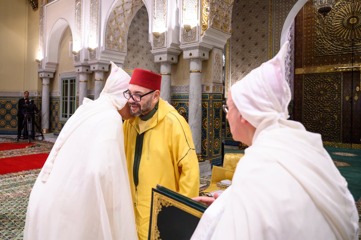 Le roi Mohammed VI présidant la 3ème causerie religieuse du mois sacré de ramadan, jeudi 6 avril 2023 au Palais Royal de Casablanca.