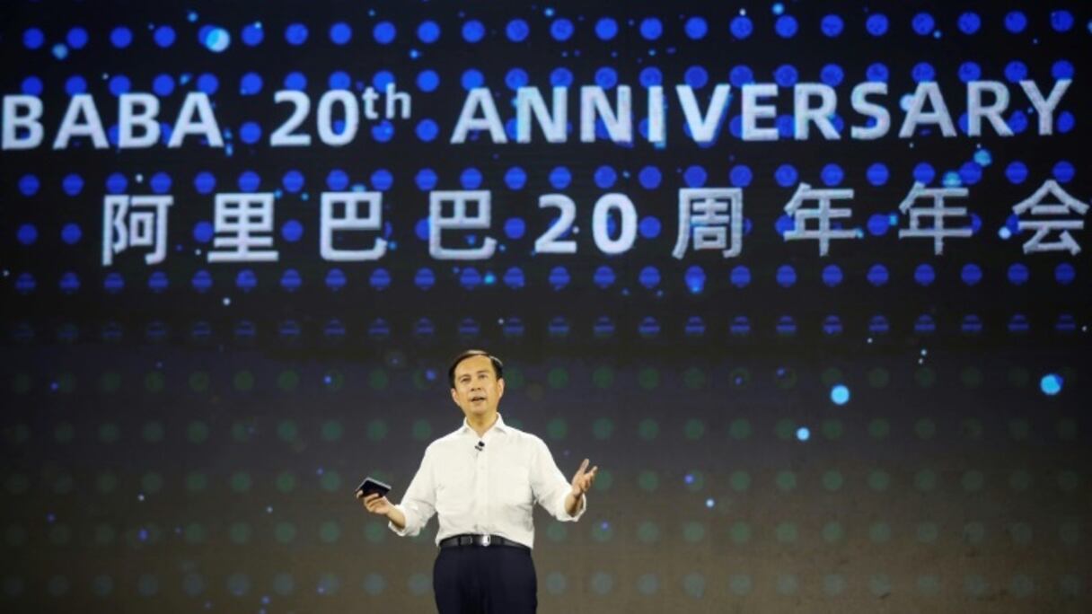 Le PDG d'Alibaba, Daniel Zhang, lors de la commémoration des 20 ans de la création du groupe, à Hangzhou dans l'est de la Chine, le 10 septembre.
